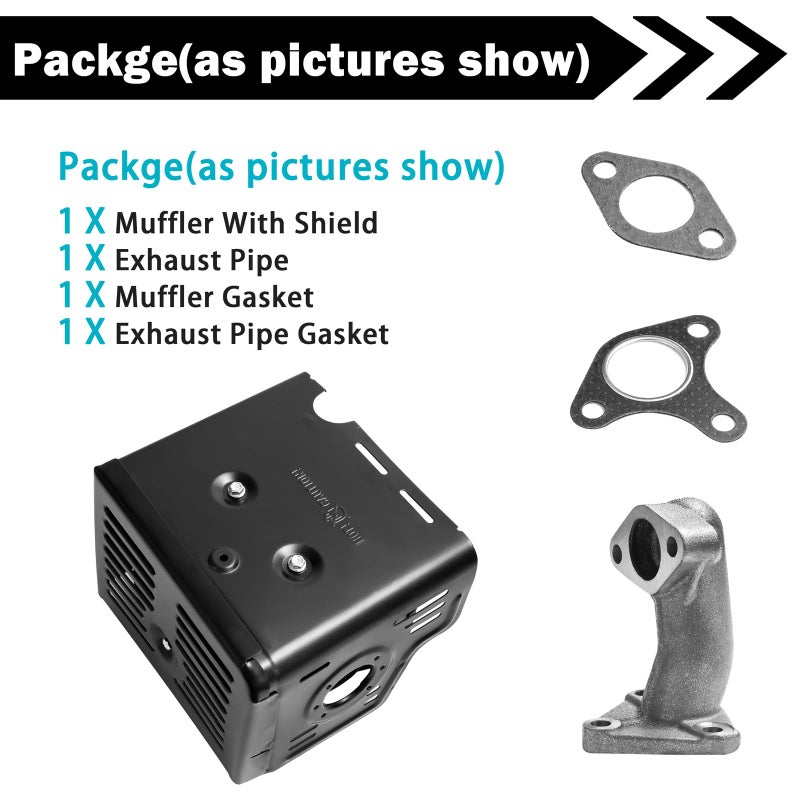 Sutmorly Muffler Exhaust Kit Assembly Fits Honda GX340 GX390 GX420 11HP 13HP 16HP Harbor Freight 420 Engine Water Pump Snowblower Pressure Washer with Head Shield Manifold and Two Gaskets  No Nuts - Image 3